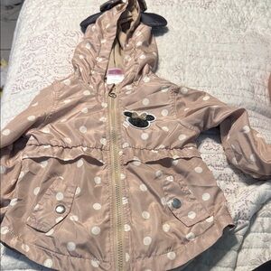 Disney Light Pink Polka Dot Hooded Puffer Jacket with Minnie Patch